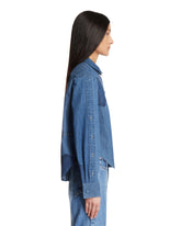 Blue Patchwork Effect Shirt | PDP | Antonia