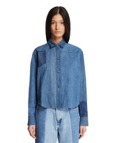 Blue Patchwork Effect Shirt | PDP | Antonia