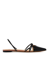 R1P986 Black Leather Flats | PDP | Antonia