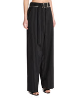 Black Pinstriped Wool Trousers | PDP | Antonia