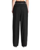 Black Pinstriped Wool Trousers | PDP | Antonia