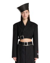 Black Cropped Pinstriped Jacket | PDP | Antonia