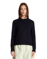 Blue Wool Crewneck Sweater - Women's knitwear | PLP | Antonia