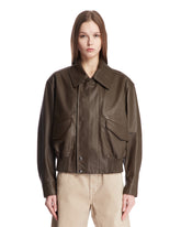 Brown Leather Blouson Jacket - Women's jackets | PLP | Antonia