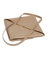 Beige Medium Puzzle Fold Tote | PDP | Antonia