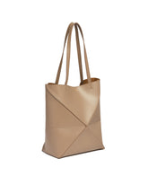 Beige Medium Puzzle Fold Tote | PDP | Antonia