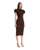 Brown Draped Midi Dress | PDP | Antonia