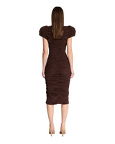 Brown Draped Midi Dress | PDP | Antonia