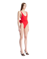 Red Floral Applique One-Piece Swimsuit | PDP | Antonia