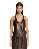 Brown Leather Sleeveless Top - Women's tops | PLP | Antonia