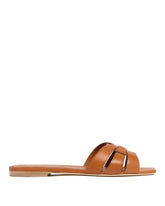 Brown Leather Tribute Flat Mules - SAINT LAURENT | PLP | Antonia