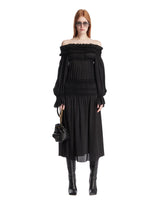 Black Silk Charmeuse Smocked Dress - SAINT LAURENT | PLP | Antonia