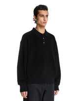 Black Cotton Long Sleeve Polo | PDP | Antonia