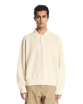 White Cotton Long Sleeve Polo - Men's knitwear | PLP | Antonia