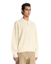 White Cotton Long Sleeve Polo | PDP | Antonia