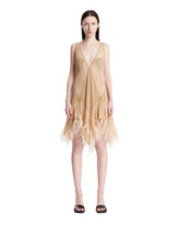 Beige Feather Mini Dress - new arrivals women's clothing | PLP | Antonia