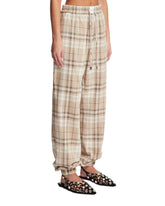 Beige Checkered Wide-Leg Trousers | PDP | Antonia