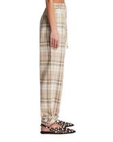 Beige Checkered Wide-Leg Trousers | PDP | Antonia