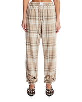 Beige Checkered Wide-Leg Trousers | PDP | Antonia