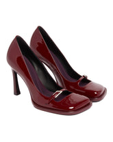 Burgundy Patent Leather Pumps with Strap | PDP | Antonia