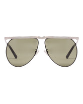 Silver Linda Farrow Aviator Sunglasses | PDP | Antonia