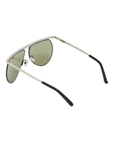 Silver Linda Farrow Aviator Sunglasses | PDP | Antonia