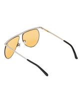 Silver Linda Farrow Aviator Sunglasses | PDP | Antonia