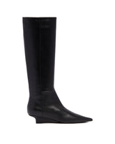 Black Leather Knee-High Boots - TOTEME | PLP | Antonia