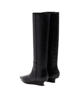 Black Leather Knee-High Boots | PDP | Antonia