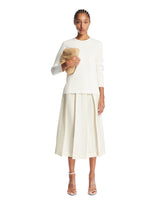 White Wool and Silk Midi Skirt | PDP | Antonia