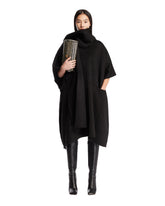 Black Wool Cape with Scarf Collar | PDP | Antonia