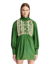 Green Cotton Embroidered Shirt | PDP | Antonia