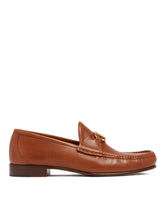 Brown VLogo Leather Loafers | PDP | Antonia