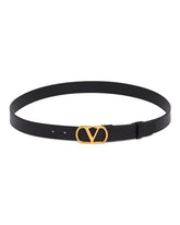 Black VLogo Leather Belt | PDP | Antonia